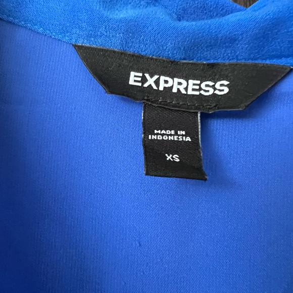 Express Blue Blouse with Shoulder Pleats - Picture 2 of 5